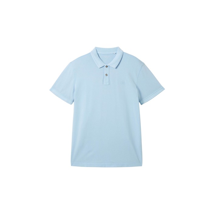 Tom Tailor Garment dye polo washed out middle blue | Freewear Garment dye polo - www.freewear.nl - Freewear