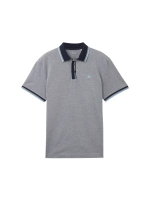 Tom Tailor Polo with detail collar navy with two tone | Freewear Polo with detail collar - www.freewear.nl - Freewear