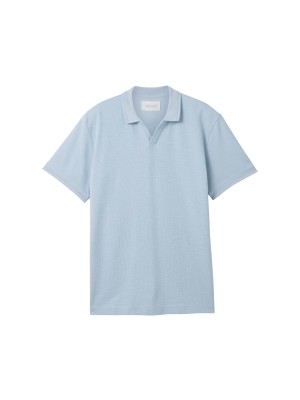 Tom Tailor Structured resort Polo foggy blue | Freewear Structured resort Polo - www.freewear.nl - Freewear