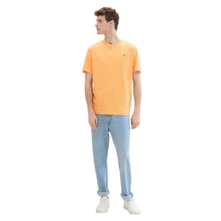 Tom Tailor Linen T-shirt washed out orange | Freewear Linen T-shirt - www.freewear.nl - Freewear