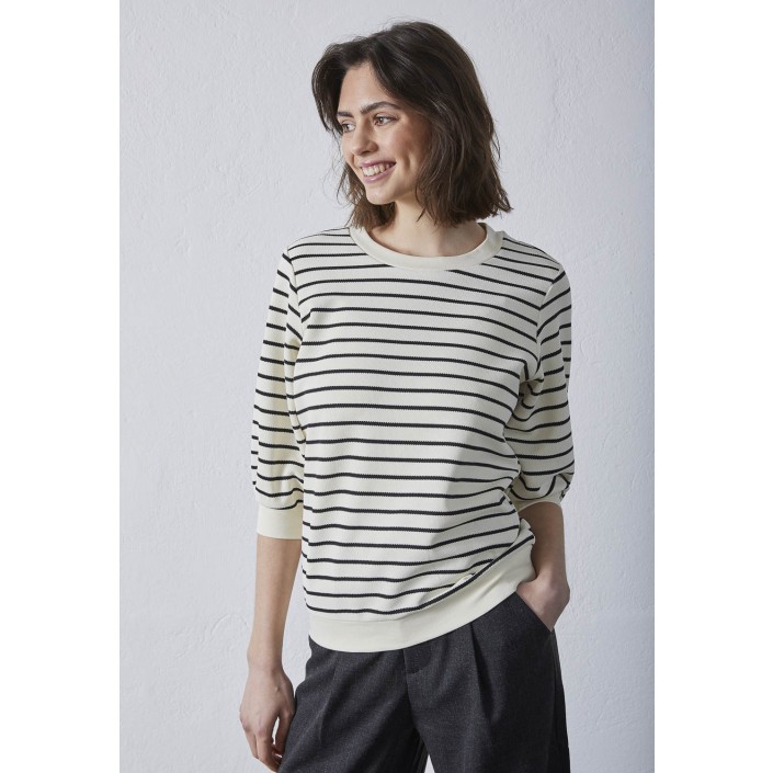 Sisters Point Eliso T-shirt ss cream/black | Freewear Eliso T-shirt ss - www.freewear.nl - Freewear