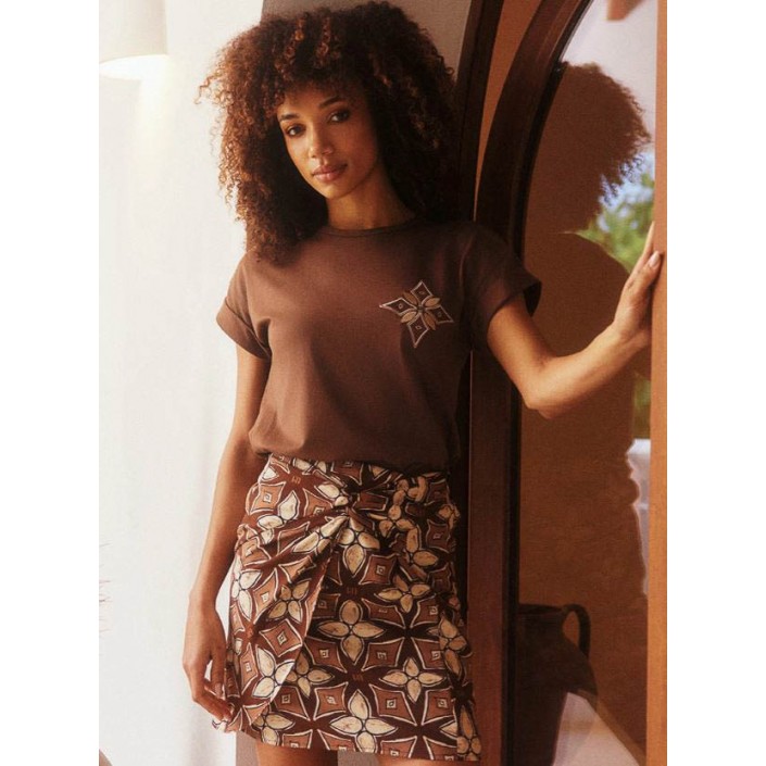 Lofty Manner T-shirt Maysa brown | Freewear T-shirt Maysa - www.freewear.nl - Freewear