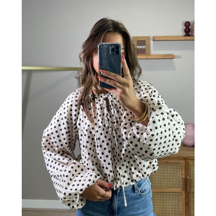 Ambika Blouse uni lm strikje bruin | Freewear Blouse uni lm strikje - www.freewear.nl - Freewear