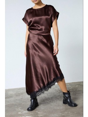 Sisters Point Gewo Lace Skirt brown/black | Freewear Gewo Lace Skirt - www.freewear.nl - Freewear