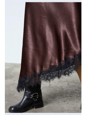 Sisters Point Gewo Lace Skirt brown/black | Freewear Gewo Lace Skirt - www.freewear.nl - Freewear