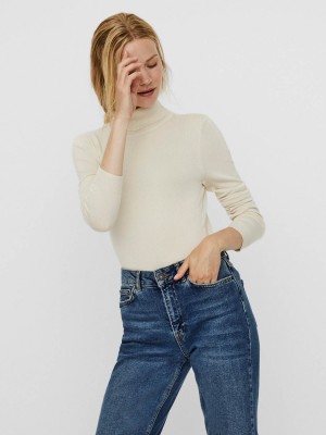 Vero Moda VMGLORY LS ROLLNECK BLOUSE NOOS Birch | Freewear VMGLORY LS ROLLNECK BLOUSE NOOS - www.freewear.nl - Freewear