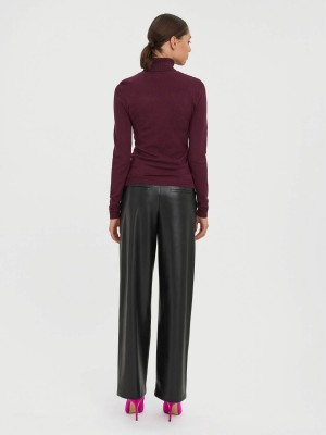 Vero Moda VMGLORY LS ROLLNECK BLOUSE NOOS Winetasting | Freewear VMGLORY LS ROLLNECK BLOUSE NOOS - www.freewear.nl - Freewear