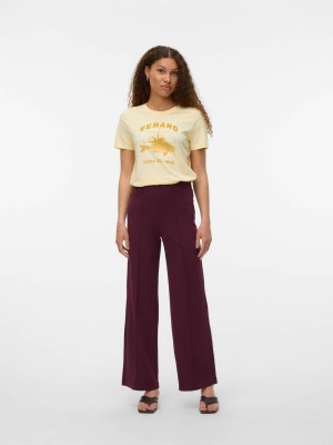 Vero Moda VMBECKY HW WIDE PULL ON PANT NOOS Winetasting | Freewear VMBECKY HW WIDE PULL ON PANT NOOS - www.freewear.nl - Freewear