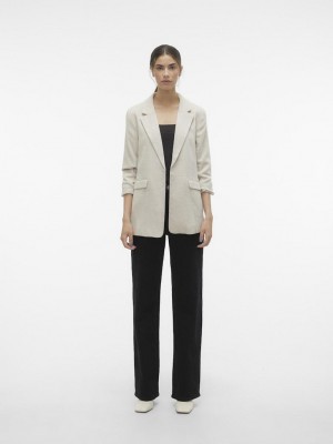 Vero Moda VMFRIDA 3/4 REGULAR BLAZER NOOS Oatmeal/MELANGE | Freewear VMFRIDA 3/4 REGULAR BLAZER NOOS - www.freewear.nl - Freewear