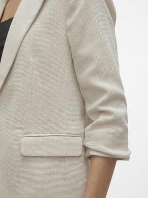 Vero Moda VMFRIDA 3/4 REGULAR BLAZER NOOS Oatmeal/MELANGE | Freewear VMFRIDA 3/4 REGULAR BLAZER NOOS - www.freewear.nl - Freewear