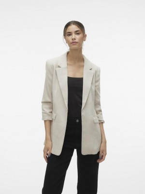 Vero Moda VMFRIDA 3/4 REGULAR BLAZER NOOS Oatmeal/MELANGE | Freewear VMFRIDA 3/4 REGULAR BLAZER NOOS - www.freewear.nl - Freewear