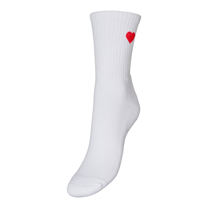 Vero Moda VMMEL DETAIL SOCKS NOOS Snow White/HEART - FIERY RED | Freewear VMMEL DETAIL SOCKS NOOS - www.freewear.nl - Freewear