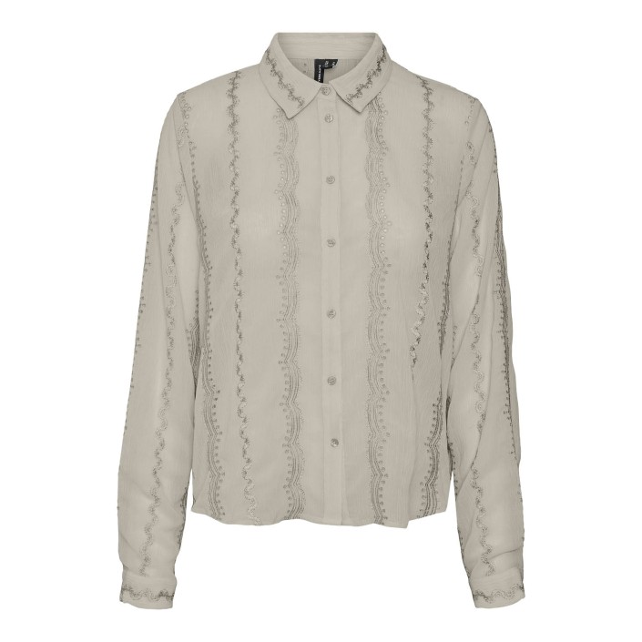 Vero Moda VMLISBETH LS SHIRT WVN GA Pumice Stone | Freewear VMLISBETH LS SHIRT WVN GA - www.freewear.nl - Freewear
