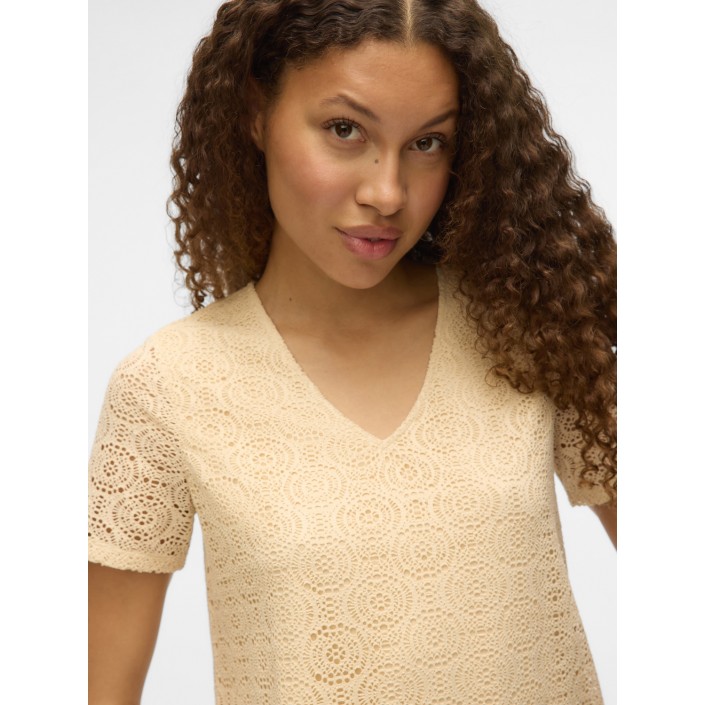 Vero Moda VMMAYA SS V NECK TOP JRS Birch | Freewear VMMAYA SS V NECK TOP JRS - www.freewear.nl - Freewear