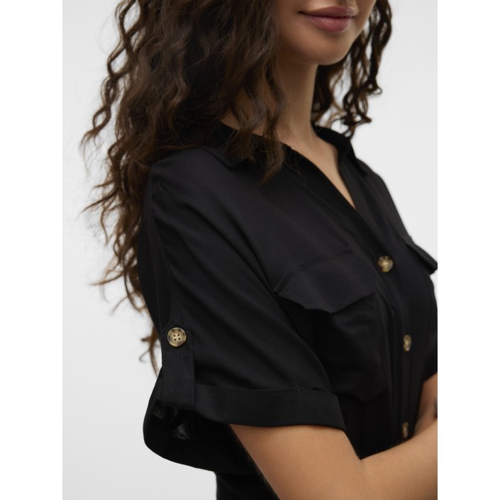 Vero Moda VMBUMPY SS SHORT SHIRT DRESS WVN GA: Black | Freewear VMBUMPY SS SHORT SHIRT DRESS WVN GA: - www.freewear.nl - Freewear