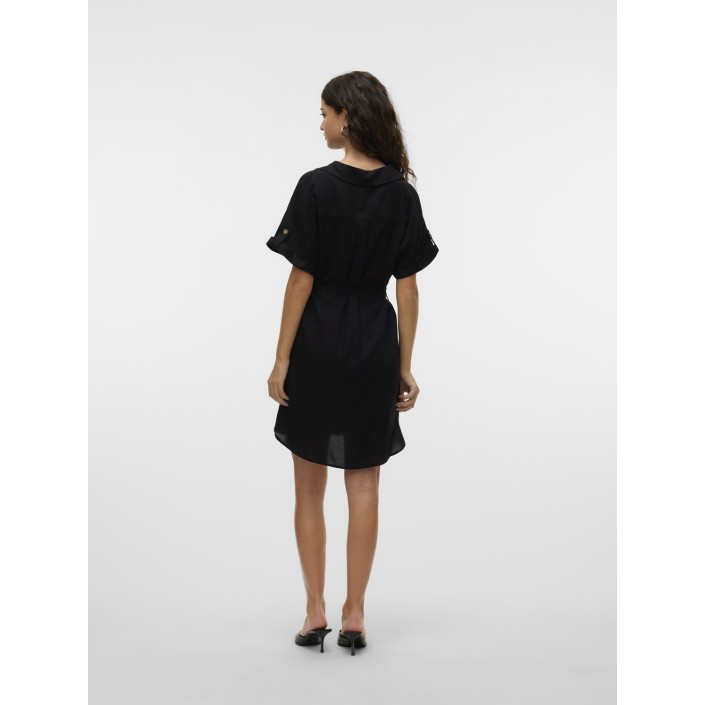 Vero Moda VMBUMPY SS SHORT SHIRT DRESS WVN GA: Black | Freewear VMBUMPY SS SHORT SHIRT DRESS WVN GA: - www.freewear.nl - Freewear