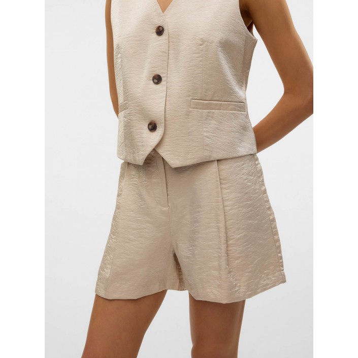 Vero Moda VMLIANA MW SHINY SHORTS Oatmeal | Freewear VMLIANA MW SHINY SHORTS - www.freewear.nl - Freewear