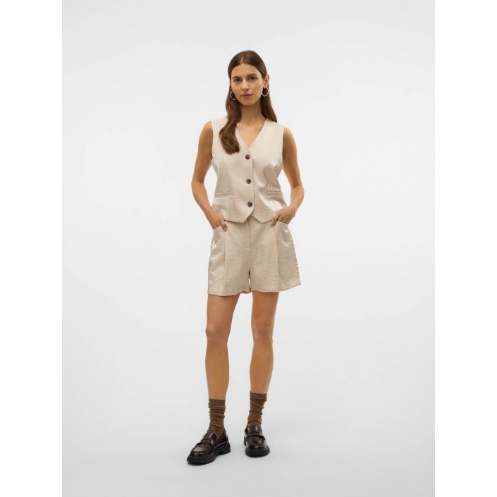 Vero Moda VMLIANA MW SHINY SHORTS Oatmeal | Freewear VMLIANA MW SHINY SHORTS - www.freewear.nl - Freewear