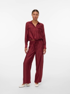 Vero Moda VMTOMA LS TIE SHIRT WVN Syrah | Freewear VMTOMA LS TIE SHIRT WVN - www.freewear.nl - Freewear