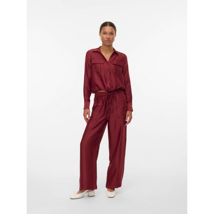 Vero Moda VMTOMA LS TIE SHIRT WVN Syrah | Freewear VMTOMA LS TIE SHIRT WVN - www.freewear.nl - Freewear