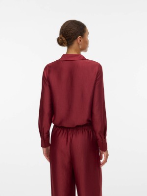 Vero Moda VMTOMA LS TIE SHIRT WVN Syrah | Freewear VMTOMA LS TIE SHIRT WVN - www.freewear.nl - Freewear