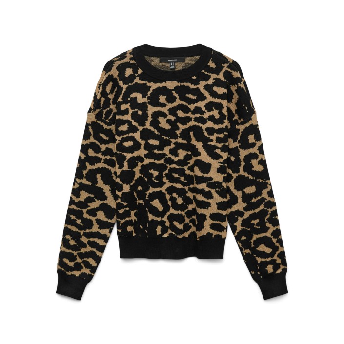 Vero Moda VMSILJEANIMAL LS O-NCK PULLOVER GA : Tigers Eye/W. BLACK LEO PATTERN | Freewear VMSILJEANIMAL LS O-NCK PULLOVER GA : - www.freewear.nl - Freewear