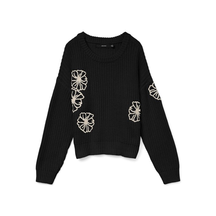 Vero Moda VMLAURA LS O-NECK PULLOVER BOO Black/W. BIRCH | Freewear VMLAURA LS O-NECK PULLOVER BOO - www.freewear.nl - Freewear