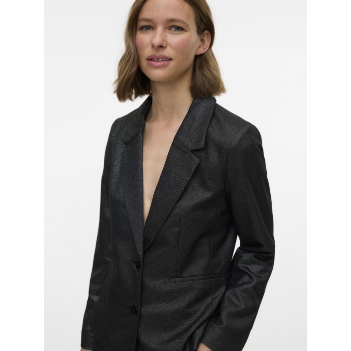 Vero Moda VMSAFINA LS FITTED SHINY BLAZER Black/SILVER LUREX | Freewear VMSAFINA LS FITTED SHINY BLAZER - www.freewear.nl - Freewear