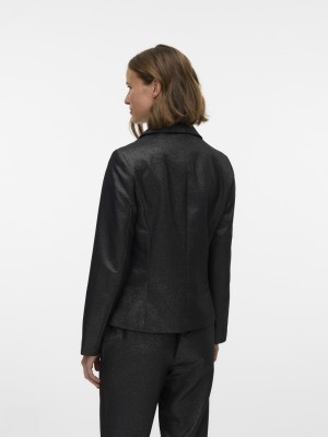 Vero Moda VMSAFINA LS FITTED SHINY BLAZER Black/SILVER LUREX | Freewear VMSAFINA LS FITTED SHINY BLAZER - www.freewear.nl - Freewear