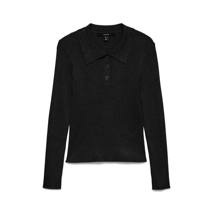 Vero Moda VMSILJERIB LS POLONECK PULLOVER NOO: Black | Freewear VMSILJERIB LS POLONECK PULLOVER NOO: - www.freewear.nl - Freewear