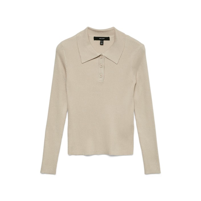 Vero Moda VMSILJERIB LS POLONECK PULLOVER NOO: Moonbeam | Freewear VMSILJERIB LS POLONECK PULLOVER NOO: - www.freewear.nl - Freewear