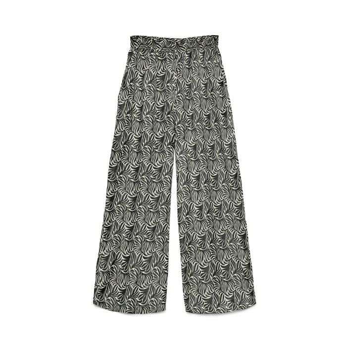 Vero Moda VMVINA HW LOOSE PANT WVN GA Birch/Black graphic | Freewear VMVINA HW LOOSE PANT WVN GA - www.freewear.nl - Freewear