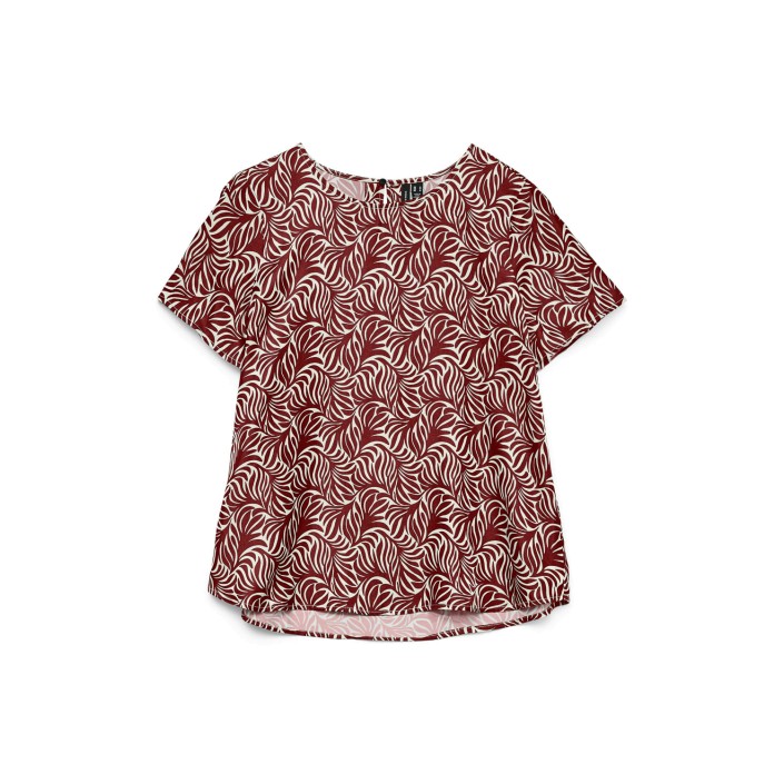 Vero Moda VMVINA SS O-NECK TOP WVN GA Birch/Syrah graphic | Freewear VMVINA SS O-NECK TOP WVN GA - www.freewear.nl - Freewear