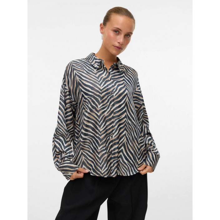 Vero Moda VMVINA SONYA LS SHIRT WVN GA Black/Sonya | Freewear VMVINA SONYA LS SHIRT WVN GA - www.freewear.nl - Freewear
