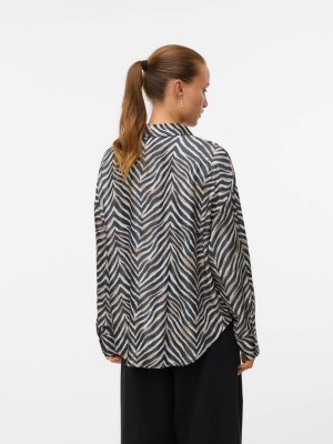 Vero Moda VMVINA SONYA LS SHIRT WVN GA Black/Sonya | Freewear VMVINA SONYA LS SHIRT WVN GA - www.freewear.nl - Freewear