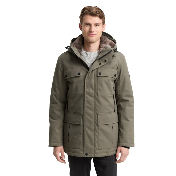 Tom Tailor Fieldjacket with hood olive green | Freewear Fieldjacket with hood - www.freewear.nl - Freewear