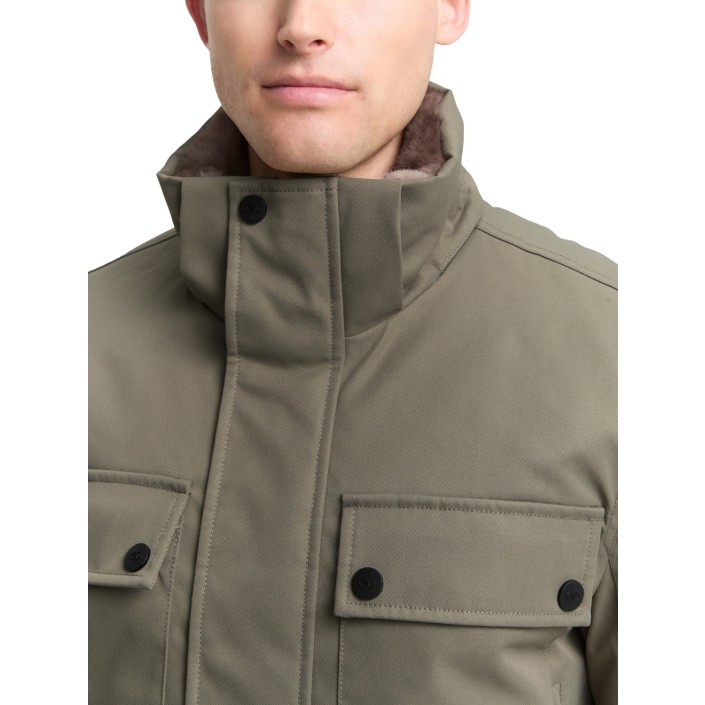 Tom Tailor Fieldjacket with hood olive green | Freewear Fieldjacket with hood - www.freewear.nl - Freewear