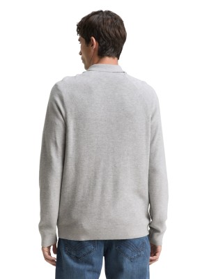 Tom Tailor Soft knit zip jacket light grey melange | Freewear Soft knit zip jacket - www.freewear.nl - Freewear