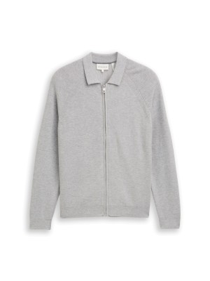 Tom Tailor Soft knit zip jacket light grey melange | Freewear Soft knit zip jacket - www.freewear.nl - Freewear