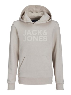 jack en jones boys JJECORP LOGO SWEAT HOOD  NOOS JR Moonbeam/JR /Large Print | Freewear