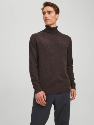 Jack & Jones:JACK&JONES ESSENTIALS JJEEMIL KNIT ROLL NECK NOOS Mulch/TWIST | Freewear JJEEMIL KNIT ROLL NECK NOOS - www.freewear.nl - Freewear