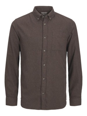 Jack & Jones:JACK&JONES ESSENTIALS JJECLASSIC MELANGE SHIRT LS SN Seal Brown | Freewear JJECLASSIC MELANGE SHIRT LS SN - www.freewear.nl - Freewear