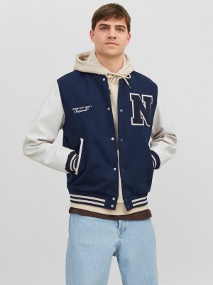 JACK&JONES ORIGINALS JORCOLLEGE WOOL BLEND BOMBER NOOS Total Eclipse | Freewear JORCOLLEGE WOOL BLEND BOMBER NOOS - www.freewear.nl - Freewear