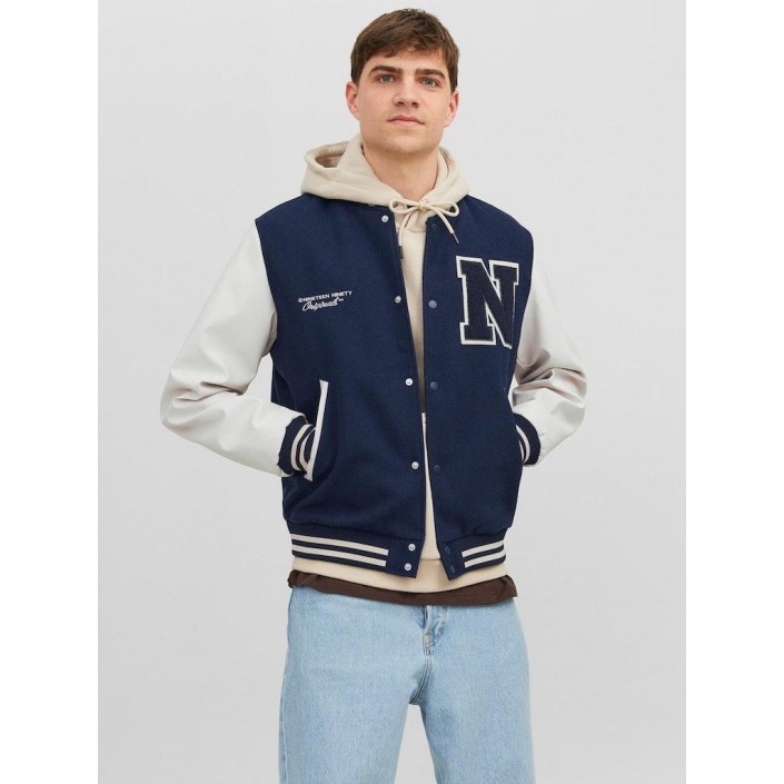 JACK&JONES ORIGINALS JORCOLLEGE WOOL BLEND BOMBER NOOS Total Eclipse | Freewear JORCOLLEGE WOOL BLEND BOMBER NOOS - www.freewear.nl - Freewear