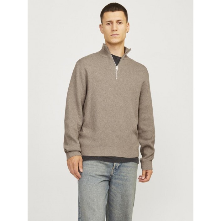 JACK%JONES PREMIUM JPRBLAMILANO STITCH KNIT HALF ZIP S: Greige/Melange | Freewear JPRBLAMILANO STITCH KNIT HALF ZIP S: - www.freewear.nl - Freewear