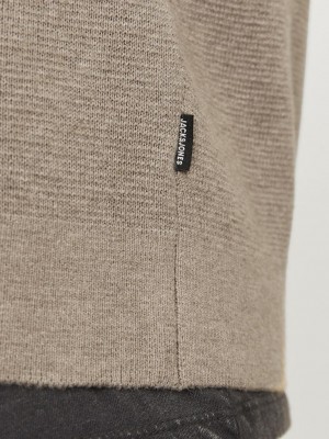 JACK%JONES PREMIUM JPRBLAMILANO STITCH KNIT HALF ZIP S: Greige/Melange | Freewear JPRBLAMILANO STITCH KNIT HALF ZIP S: - www.freewear.nl - Freewear