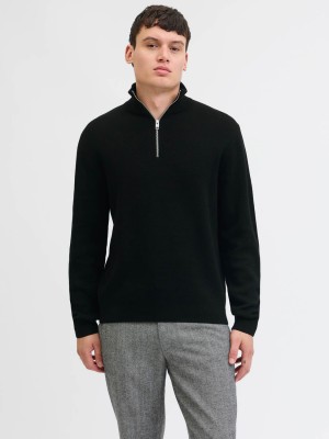 JACK%JONES PREMIUM JPRBLAMILANO STITCH KNIT HALF ZIP S: Black | Freewear JPRBLAMILANO STITCH KNIT HALF ZIP S: - www.freewear.nl - Freewear