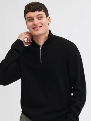 JACK%JONES PREMIUM JPRBLAMILANO STITCH KNIT HALF ZIP S: Black | Freewear JPRBLAMILANO STITCH KNIT HALF ZIP S: - www.freewear.nl - Freewear