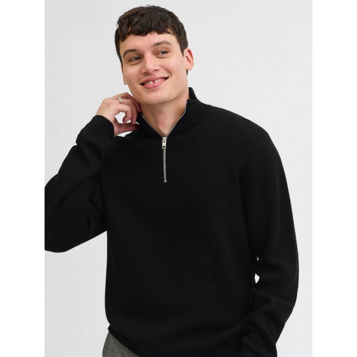 JACK%JONES PREMIUM JPRBLAMILANO STITCH KNIT HALF ZIP S: Black | Freewear JPRBLAMILANO STITCH KNIT HALF ZIP S: - www.freewear.nl - Freewear