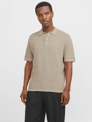 Jack & Jones:JACK&JONES ESSENTIALS JJEGEORGE KNIT POLO SS SN Coriander/w. Cloud Dancer | Freewear JJEGEORGE KNIT POLO SS SN - www.freewear.nl - Freewear